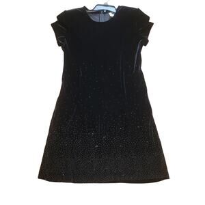 Jeffrey & Dara Black Velvet Beaded Holiday Cocktail Dress Sz 12 EUC